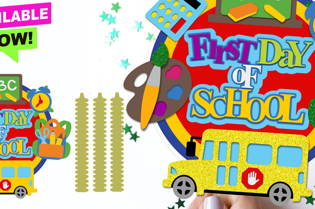 Σετ των 2 Intra απο ξύλο plywood 3mm-4mm πάχος - First Day of School Cake Topper 3D  Δίασταση 20x20 cm INTRAFABR-116711237