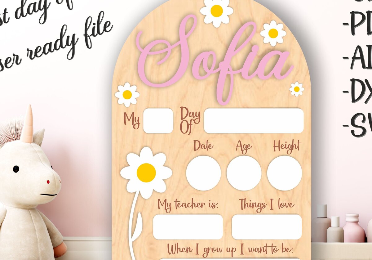 Σετ των 2 Intra απο ξύλο plywood 3mm-4mm πάχος - Πρώτη μέρα σχολείου  Δίασταση 20x20 cm INTRAFABR-116082507