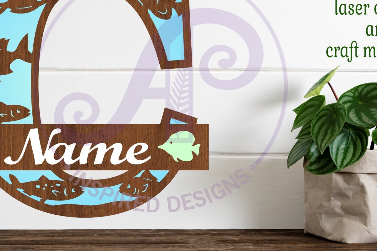 Intra απο ξύλο plywood 3mm-4mm πάχος - Μονόγραμμα Fish Capital Letter C  Δίασταση 30x20 cm INTRAFABR-106107459