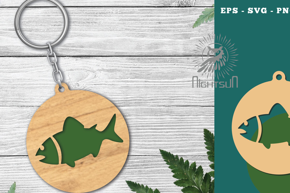 Σετ των 3 Intra απο ξύλο plywood 3mm-4mm πάχος - Μπρελόκ Fish Laser Cut 6 Δίασταση 4x4 cm INTRAFABR-120094729