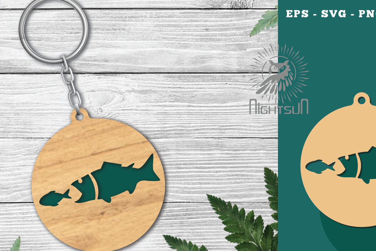 Σετ των 3 Intra απο ξύλο plywood 3mm-4mm πάχος - Μπρελόκ με λέιζερ ψαριού 9 Δίασταση 4x4 cm INTRAFABR-120094841