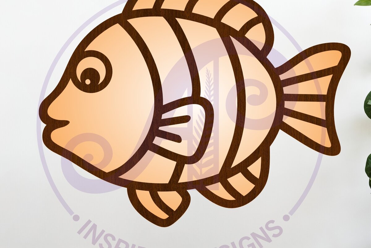 Intra απο ξύλο plywood 3mm-4mm πάχος - Ψάρια Τοίχος κοπής δύο στρώσεων με λέιζερ Δίασταση 30x20 cm INTRAFABR-115336343