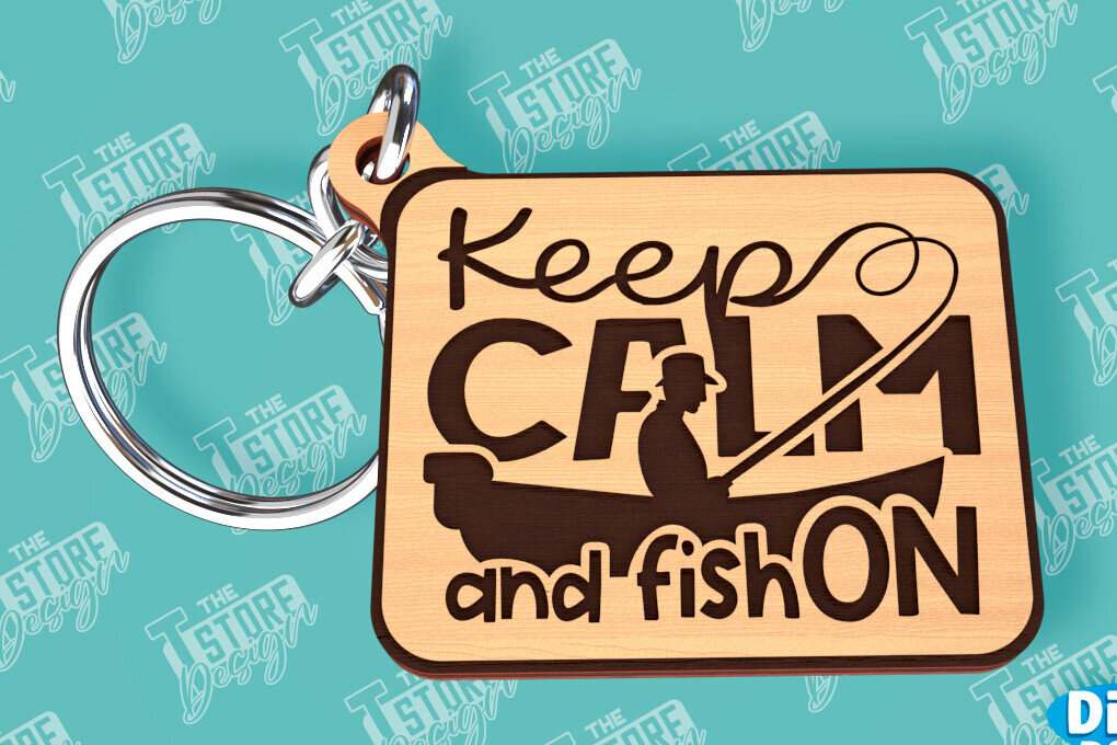 Σετ των 3 Intra απο ξύλο plywood 3mm-4mm πάχος - Μπρελόκ ψαρέματος | Fisherman Design |CNC Δίασταση 4x4 cm INTRAFABR-99548788