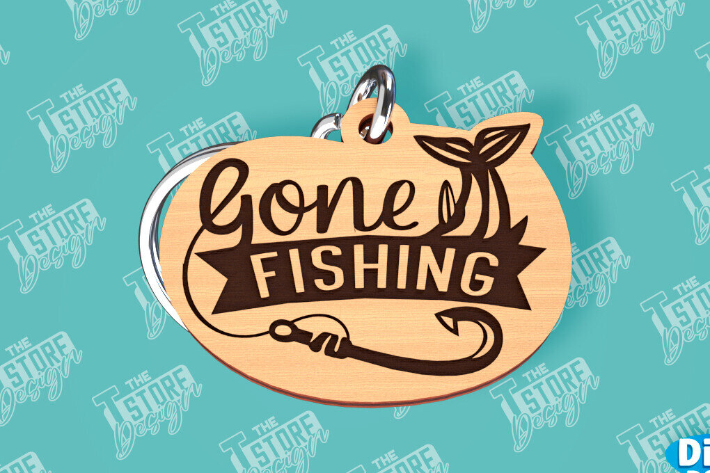 Σετ των 3 Intra απο ξύλο plywood 3mm-4mm πάχος - Μπρελόκ ψαρέματος | Fisherman Design |CNC Δίασταση 4x4 cm INTRAFABR-99548735