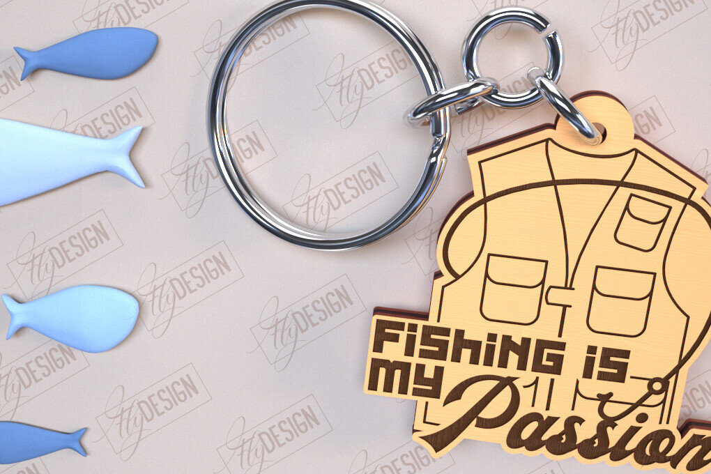 Σετ των 3 Intra απο ξύλο plywood 3mm-4mm πάχος - Μπρελόκ ψαρέματος | Δώρο Ψαράς | CNC Δίασταση 4x4 cm INTRAFABR-98264413