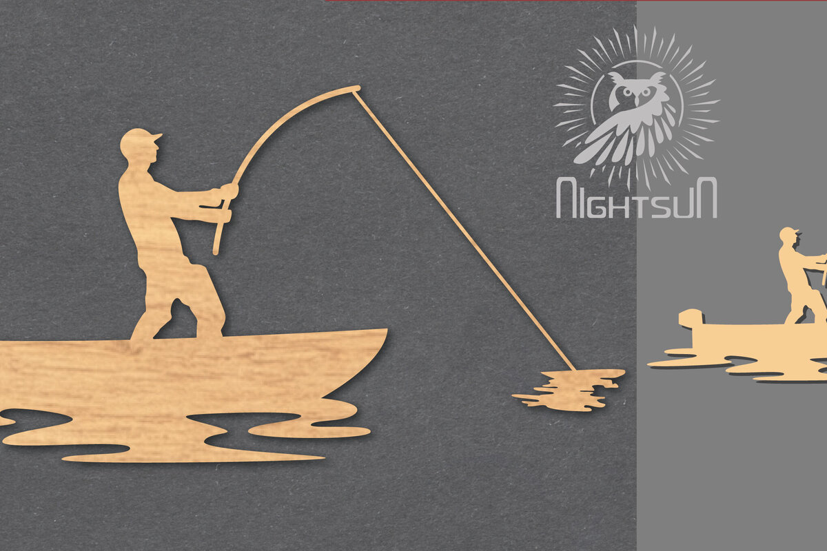 Σετ των 2 Intra απο ξύλο plywood 3mm-4mm πάχος - Διακόσμηση κοπής με λέιζερ ψαρέματος 2 Δίασταση 20x20 cm INTRAFABR-117110111