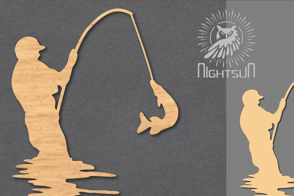 Σετ των 2 Intra απο ξύλο plywood 3mm-4mm πάχος - Διακόσμηση κοπής με λέιζερ ψαρέματος 5 Δίασταση 20x20 cm INTRAFABR-117110270