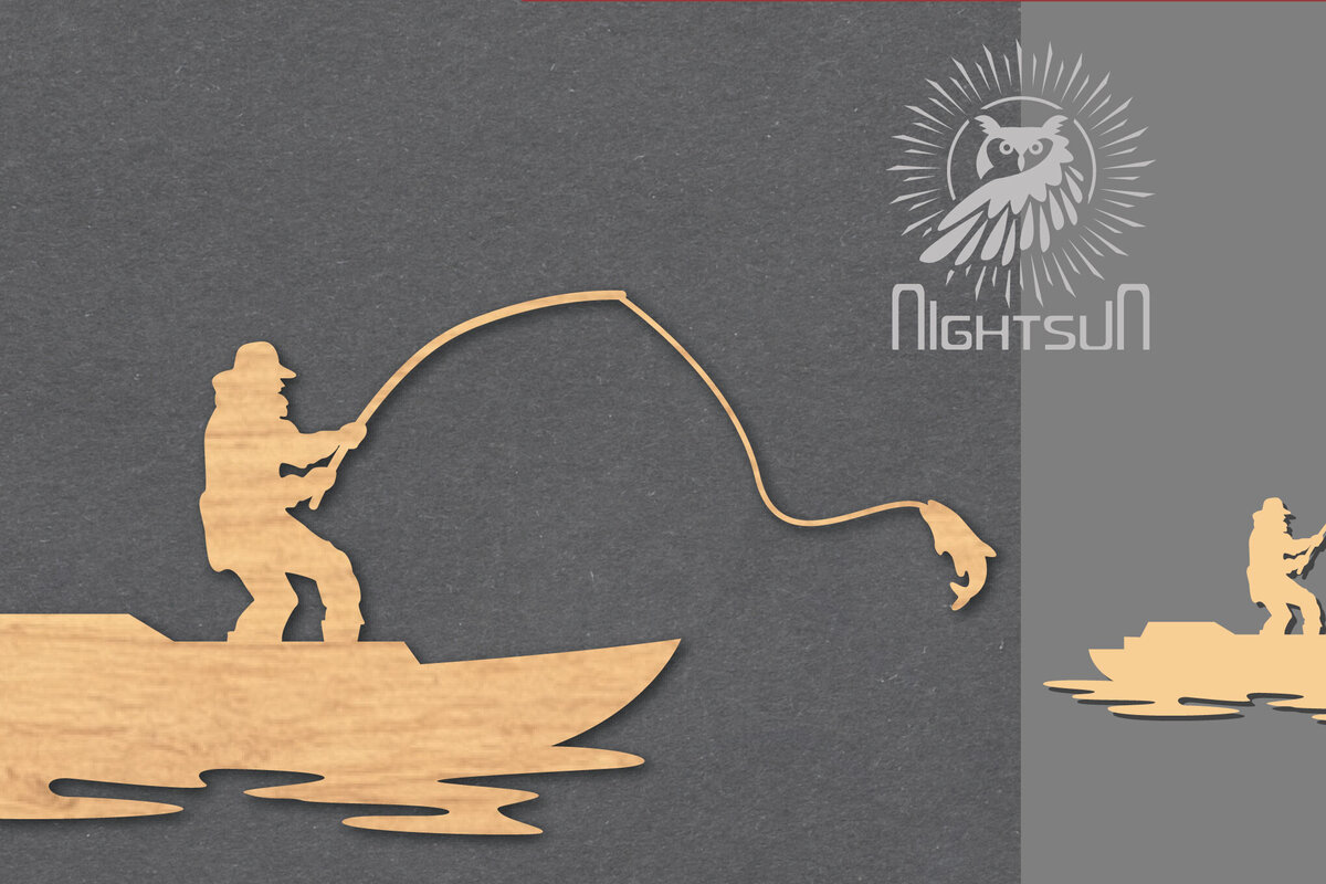 Σετ των 2 Intra απο ξύλο plywood 3mm-4mm πάχος - Διακόσμηση κοπής με λέιζερ ψαρέματος 6 Δίασταση 20x20 cm INTRAFABR-117110342