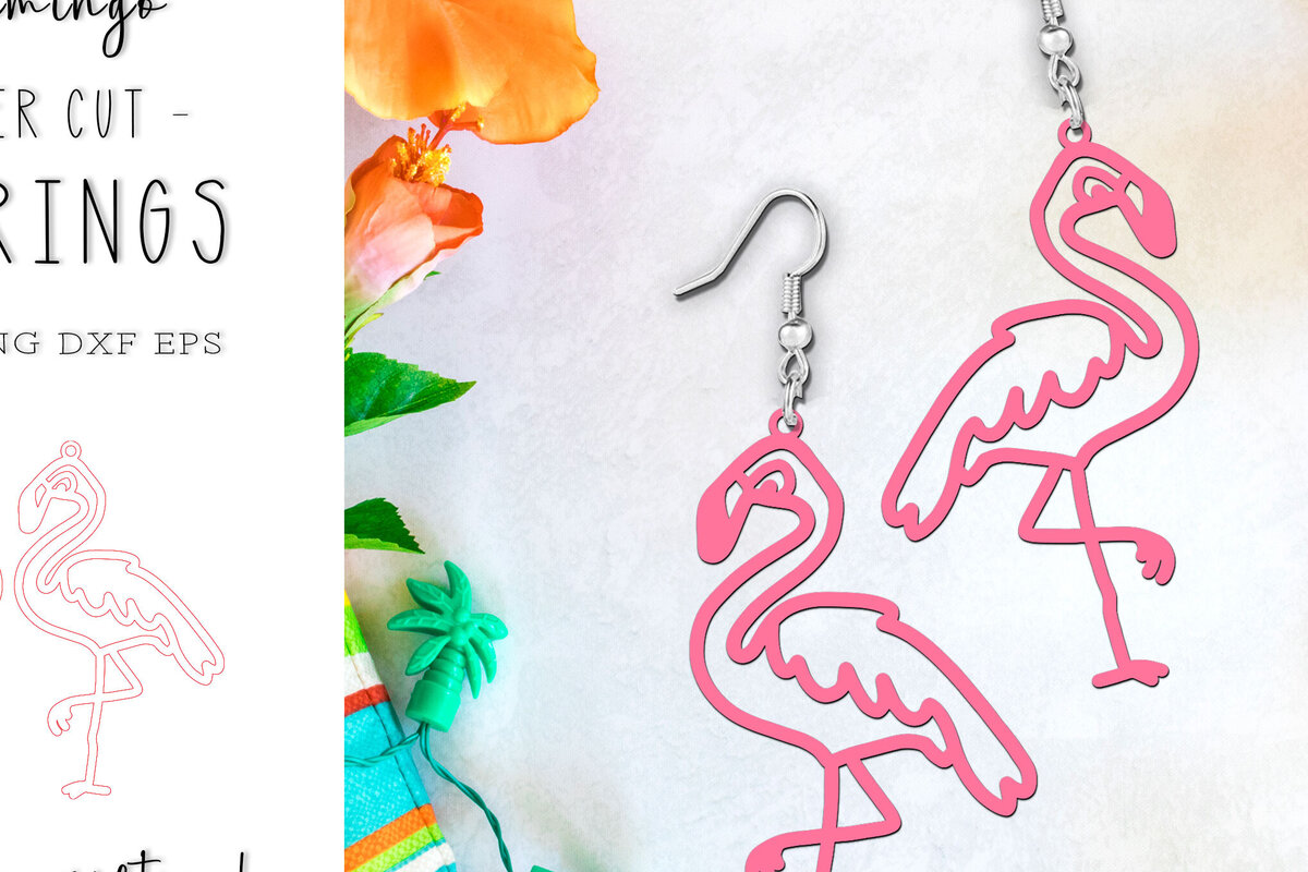 Intra απο ξύλο plywood 3mm-4mm πάχος - Σκουλαρίκια Flamingo Cut Laser | Καλοκαιρινό  Δίασταση 900x900 cm INTRAFABR-120025752