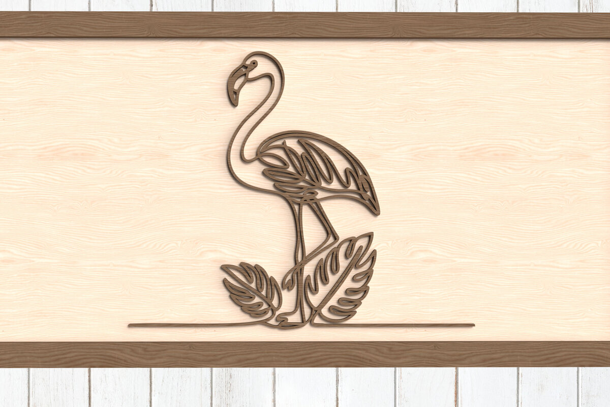 Σετ των 3 Intra απο ξύλο plywood 3mm-4mm πάχος - Flamingo Tropical Line Wall Art  Δίασταση 6x6 cm INTRAFABR-123096592