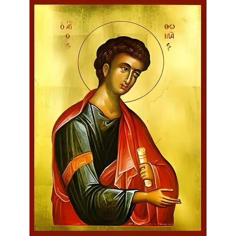 Εικόνα Ορθοδοξίας με περίγραμμα χρυσό σε ξύλο Φλαμουρίας  με  βάση Εικόνα ΑΓΙΟΣ ΑΠΟΣΤΟΛΟΣ ΘΩΜΑΣ Χειροποίητη Ελληνορθόδοξη εικόνα του Ιησού Χριστού, Κρεμαστή πλάκα βυζαντινής τέχνης, χριστιανική τέχνη Διάσταση 40x30 cm (10,2x7,9 ίντσες)  INTRAEK-1447757865