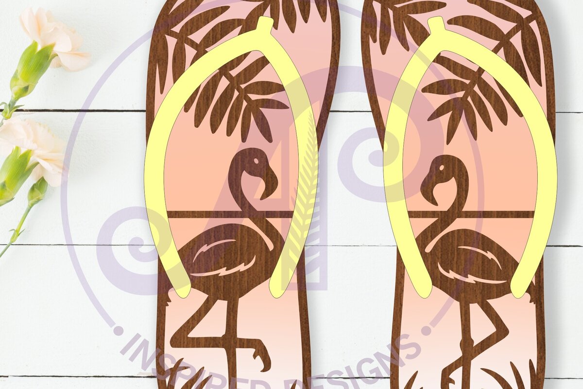 Intra απο ξύλο plywood 3mm-4mm πάχος - Πινακίδα τοίχου με στρώσεις Flamingo Flip Flop Δίασταση 40x50 cm INTRAFABR-111092180