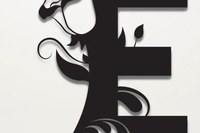 Intra απο ξύλο plywood 3mm-4mm πάχος - Floral Alphabet Laser Cut , E Letter Δίασταση 30x20 cm INTRAFABR-35083025