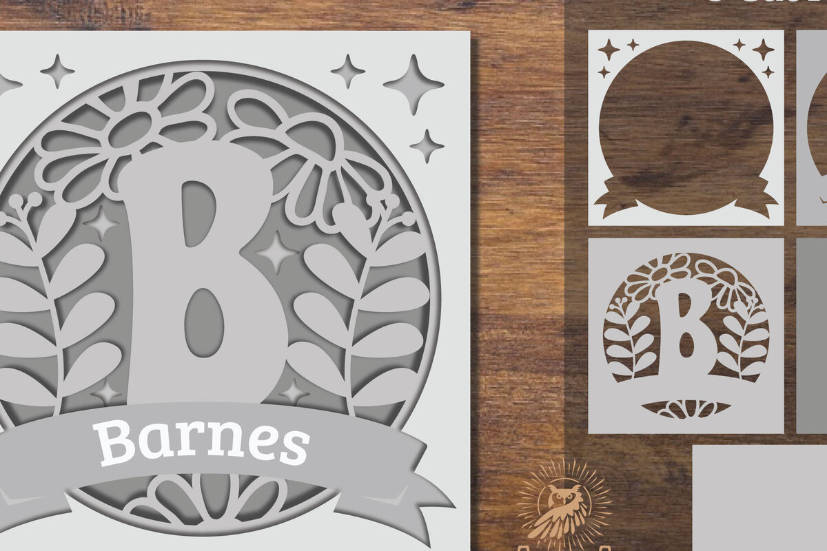 Σετ των 2 Intra απο ξύλο plywood 3mm-4mm πάχος - Floral Alphabet Shadow Box - Γράμμα Β Δίασταση 25x25 cm INTRAFABR-92886180