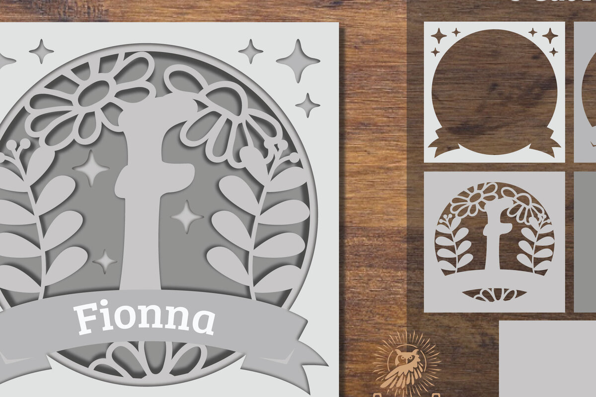 Σετ των 2 Intra απο ξύλο plywood 3mm-4mm πάχος - Floral Alphabet Shadow Box - Letter F Δίασταση 25x25 cm INTRAFABR-92886443