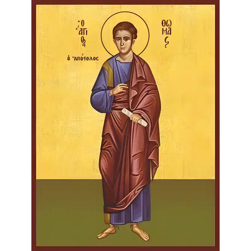 Εικόνα Ορθοδοξίας με περίγραμμα χρυσό σε ξύλο Φλαμουρίας  με  βάση Εικόνα ΑΓΙΟΣ ΑΠΟΣΤΟΛΟΣ ΘΩΜΑΣ, ΟΛΟΣΩΜΟΣ Χειροποίητη Ελληνορθόδοξη εικόνα του Ιησού Χριστού, Κρεμαστή πλάκα βυζαντινής τέχνης, χριστιανική τέχνη Διάσταση 40x30 cm (10,2x7,9 ίντσες)  INTRAEK-