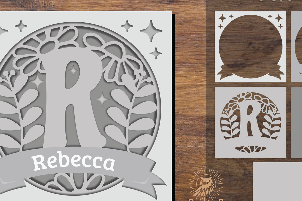 Σετ των 2 Intra απο ξύλο plywood 3mm-4mm πάχος - Floral Alphabet Shadow Box - Letter R Δίασταση 25x25 cm INTRAFABR-92887325