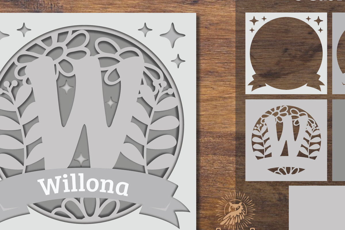 Σετ των 2 Intra απο ξύλο plywood 3mm-4mm πάχος - Floral Alphabet Shadow Box - Γράμμα W Δίασταση 25x25 cm INTRAFABR-92887595