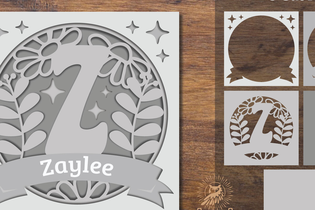 Σετ των 3 Intra απο ξύλο plywood 3mm-4mm πάχος - Floral Alphabet Shadow Box - Γράμμα Z Δίασταση 25x25 cm INTRAFABR-92887737