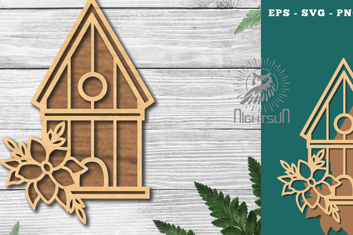 Σετ των 2 Intra απο ξύλο plywood 3mm-4mm πάχος - Floral Birdhouse Cut Laser Decoration 2 Δίασταση 20x20 cm INTRAFABR-115872852