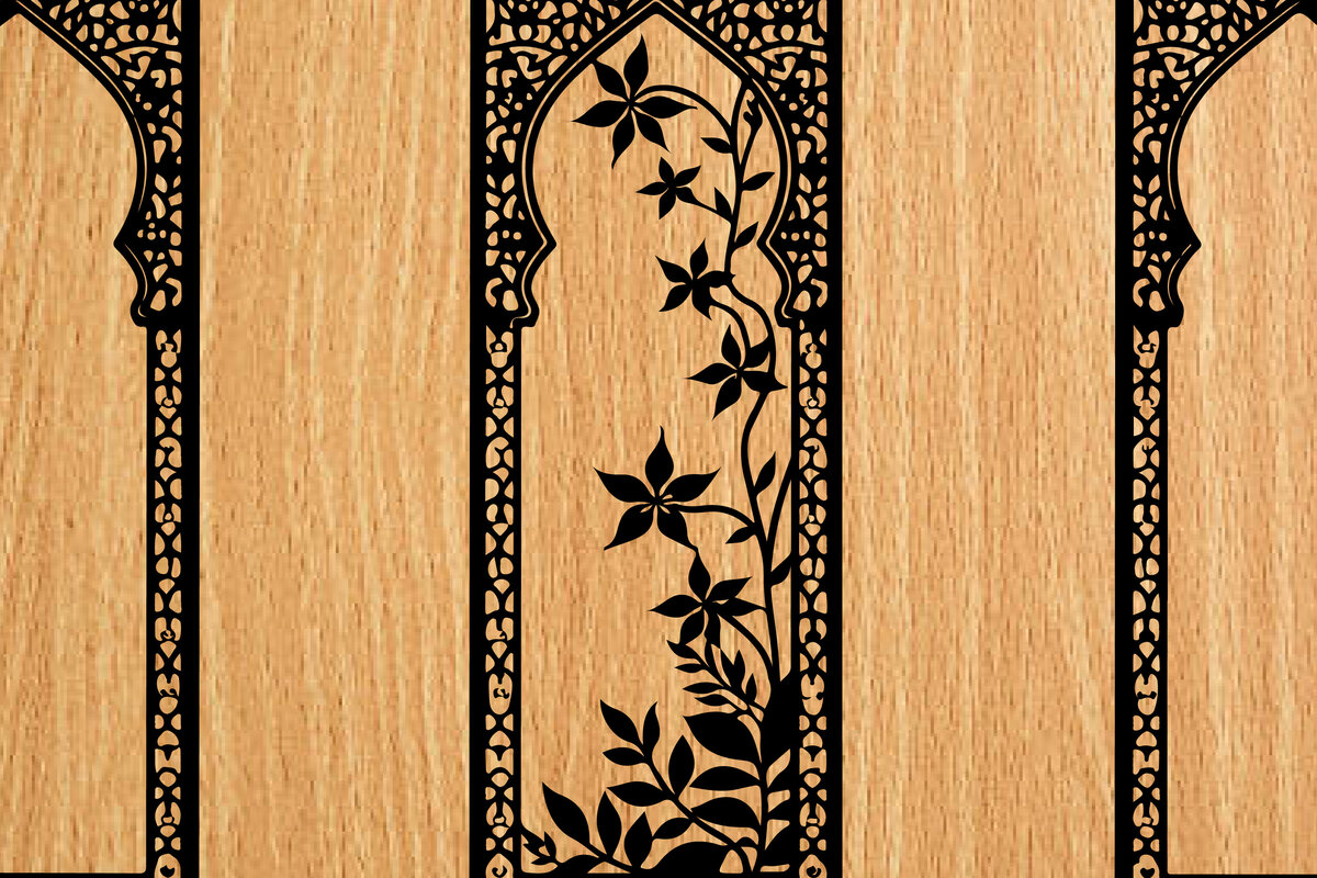 Σετ των 3 Intra απο ξύλο plywood 3mm-4mm πάχος -  λέιζερ σελιδοδεικτών Floral Δίασταση 4x4 cm INTRAFABR-118274622