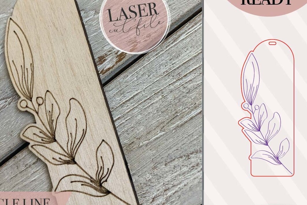 Σετ των 2 Intra απο ξύλο plywood 3mm-4mm πάχος - Floral Bookmark  Δίασταση 20x20 cm INTRAFABR-71614356