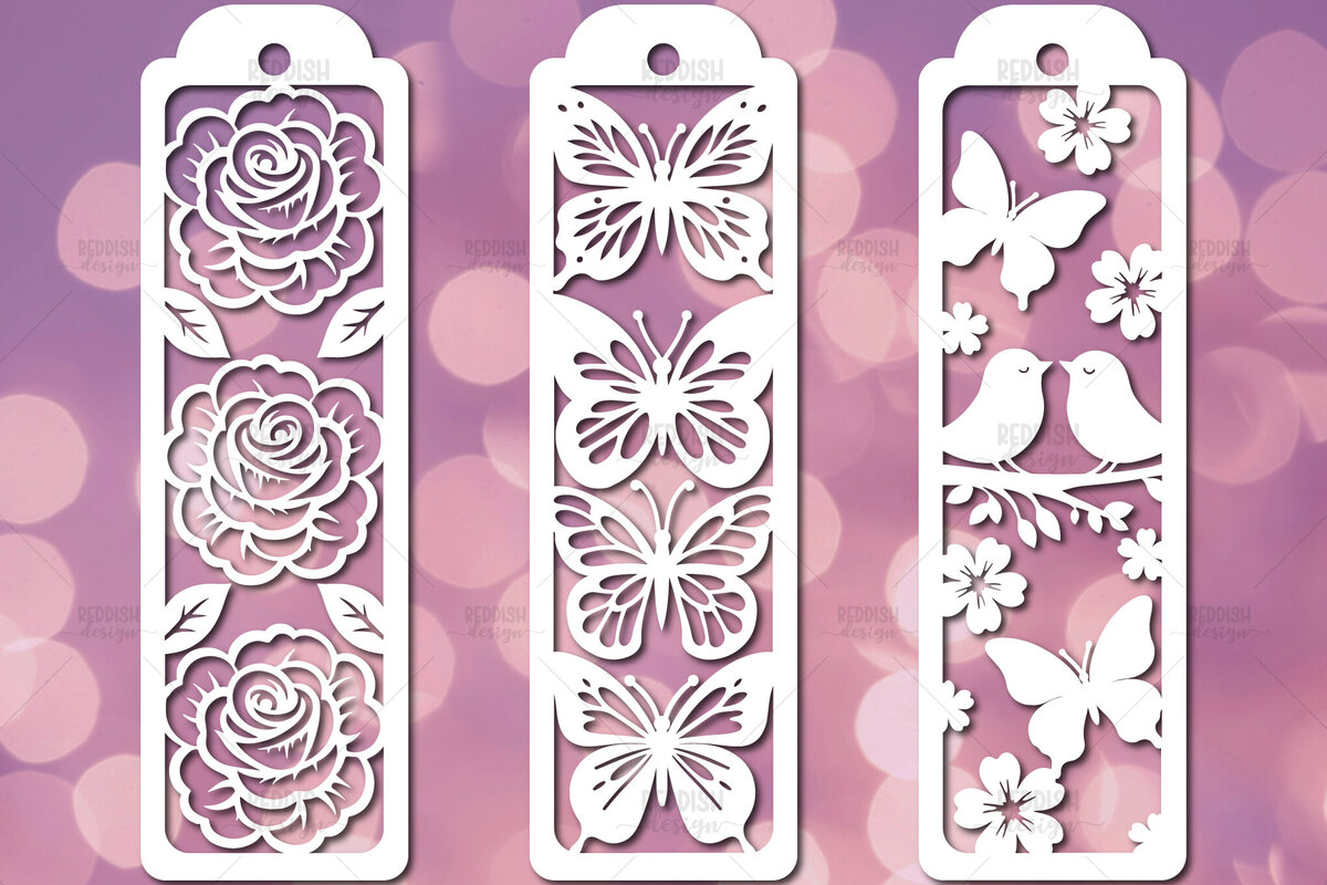 Σετ των 3 Intra απο ξύλο plywood 3mm-4mm πάχος - Floral σελιδοδείκτες Paper Cut  Δίασταση 7x7 cm INTRAFABR-114694298