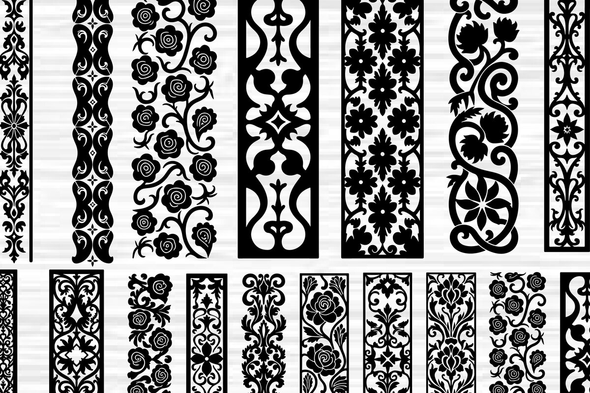 Intra απο ξύλο plywood 3mm-4mm πάχος - Πακέτο με μοτίβο κοπής με φλοράλ Border Δίασταση 30x30 cm INTRAFABR-125165217