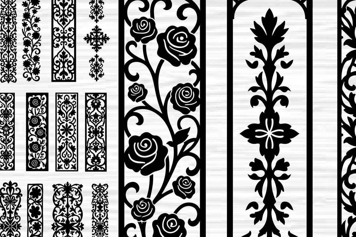 Intra απο ξύλο plywood 3mm-4mm πάχος - Πακέτο με μοτίβο κοπής με φλοράλ Border Δίασταση 30x30 cm INTRAFABR-125165384