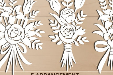 Σετ των 2 Intra απο ξύλο plywood 3mm-4mm πάχος - Floral Bouquet  Cut Mega Bundle 1606 Δίασταση 20x20 cm INTRAFABR-122052255