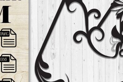 Intra απο ξύλο plywood 3mm-4mm πάχος - Floral Butterfly Alphabet Cut Laser M Δίασταση 30x20 cm INTRAFABR-35741511