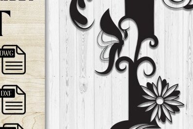 Intra απο ξύλο plywood 3mm-4mm πάχος - Floral Butterfly Alphabet Cut Laser T Δίασταση 30x20 cm INTRAFABR-35741406