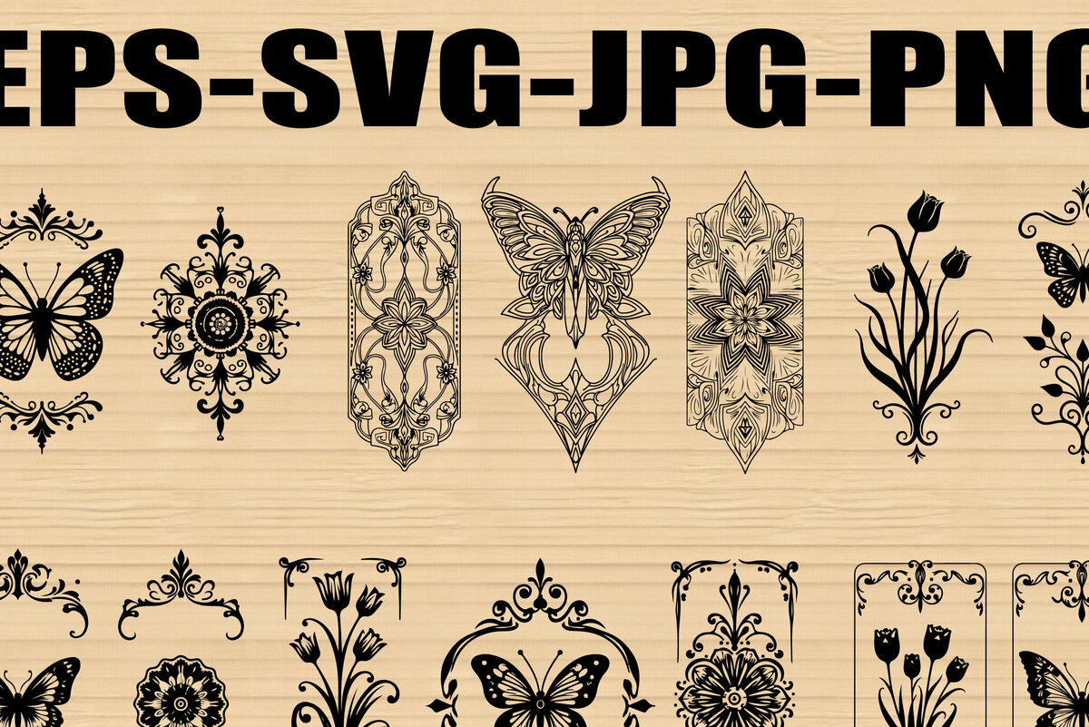 Σετ των 3 Intra απο ξύλο plywood 3mm-4mm πάχος - Σετ στολίδι με φλοράλ πεταλούδα Δίασταση 6x6 cm INTRAFABR-123769005