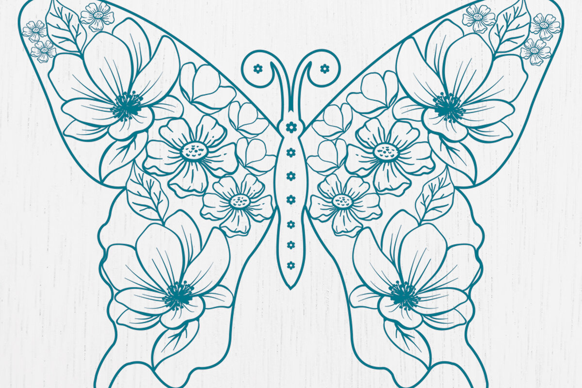 Σετ των 2 Intra απο ξύλο plywood 3mm-4mm πάχος - Floral Butterfly Paper Cut  Design 1 Δίασταση 20x20 cm INTRAFABR-90496889