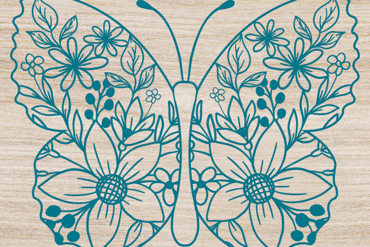 Σετ των 2 Intra απο ξύλο plywood 3mm-4mm πάχος - Floral Butterfly Paper Cut  Design 2 Δίασταση 20x20 cm INTRAFABR-90497033