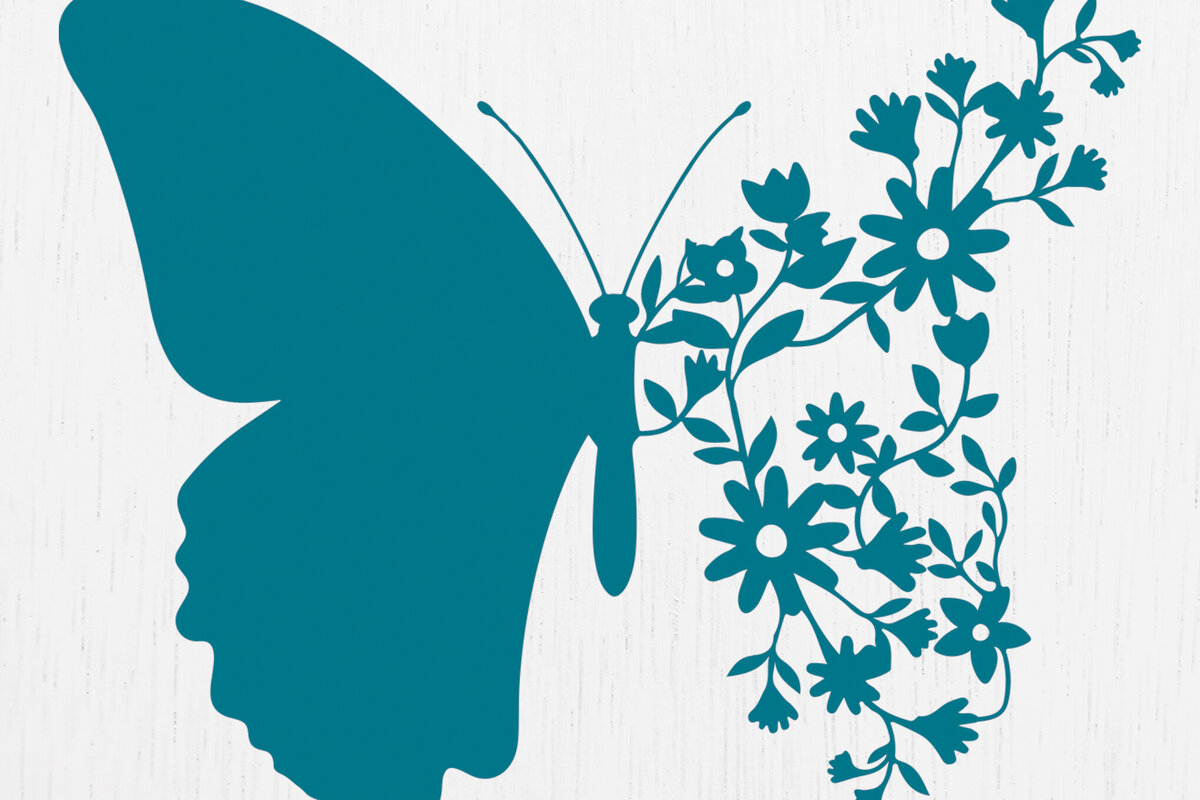 Σετ των 2 Intra απο ξύλο plywood 3mm-4mm πάχος - Floral Butterfly Paper Cut  Design 4 Δίασταση 20x20 cm INTRAFABR-90571507