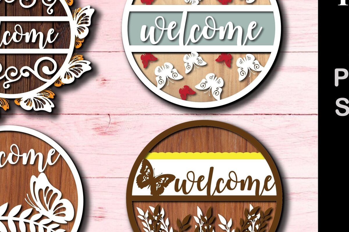 Intra απο ξύλο plywood 3mm-4mm πάχος - Floral Πεταλούδα στρογγυλή δέσμη πινακίδων ξύλου Δίασταση 30x20 cm INTRAFABR-31840440