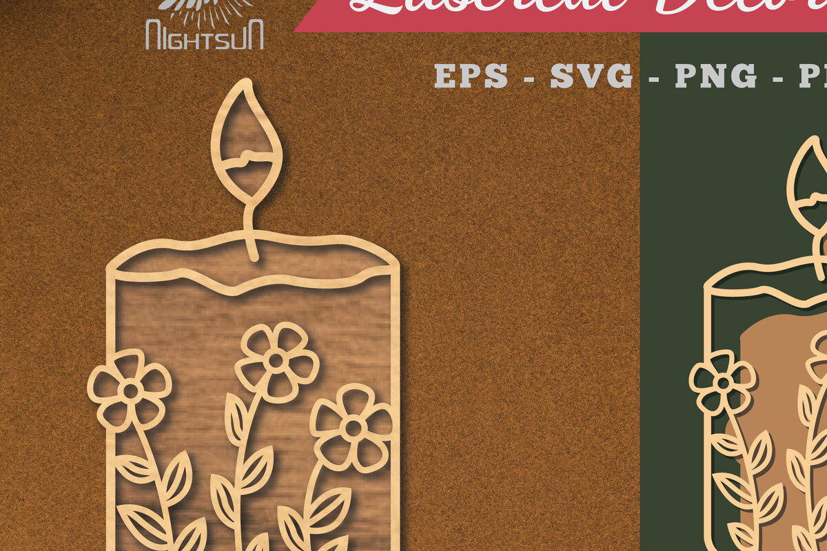 Σετ των 2 Intra απο ξύλο plywood 3mm-4mm πάχος - Floral Κερί Διακόσμηση κοπής με λέιζερ 1 Δίασταση 20x20 cm INTRAFABR-119258352