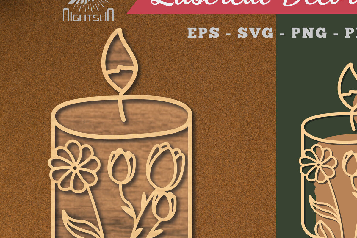 Σετ των 2 Intra απο ξύλο plywood 3mm-4mm πάχος - Floral Κερί Διακόσμηση κοπής με λέιζερ 2 Δίασταση 20x20 cm INTRAFABR-119258381