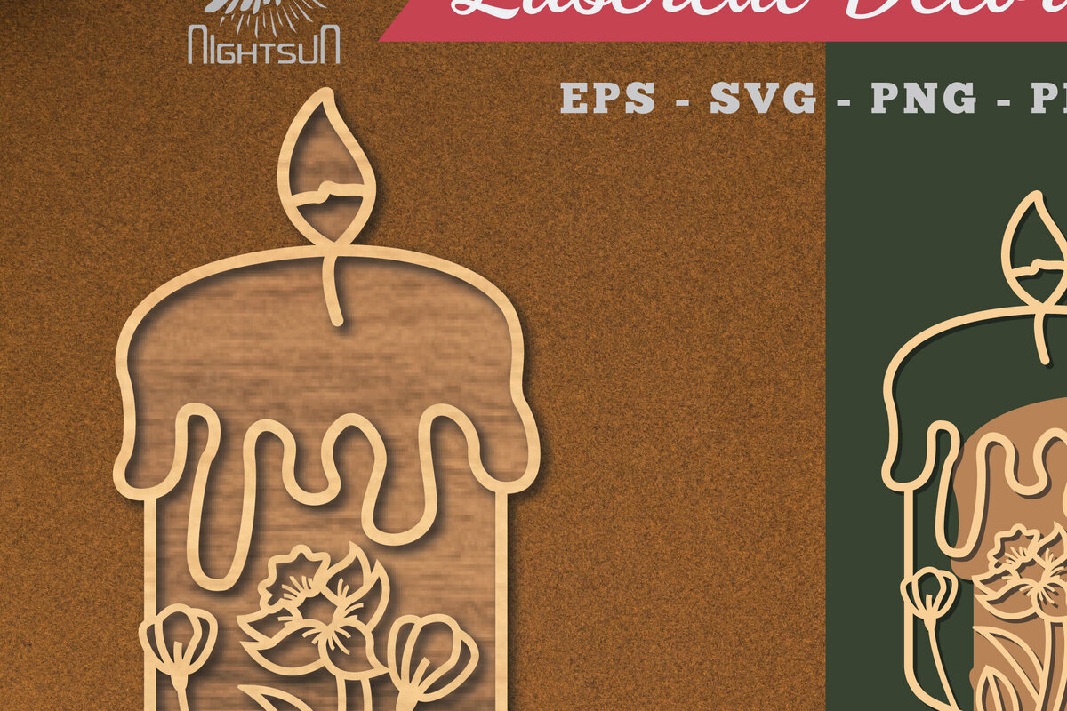 Σετ των 2 Intra απο ξύλο plywood 3mm-4mm πάχος - Floral Κερί Διακόσμηση κοπής με λέιζερ 3 Δίασταση 20x20 cm INTRAFABR-119258434