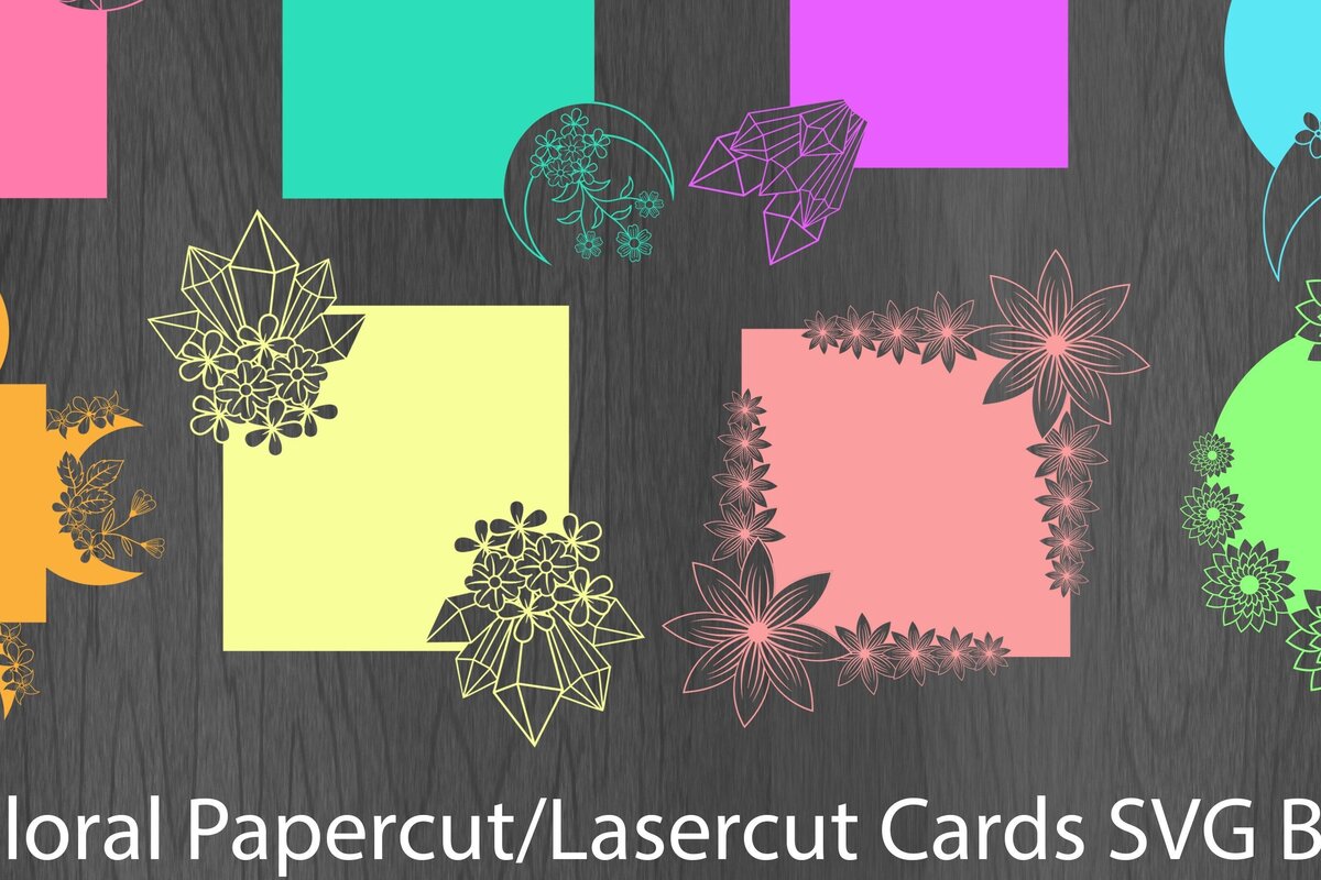 Σετ των 2 Intra απο ξύλο plywood 3mm-4mm πάχος - Πακέτο floral Card Papercut/Lasercut  Δίασταση 20x20 cm INTRAFABR-33058885