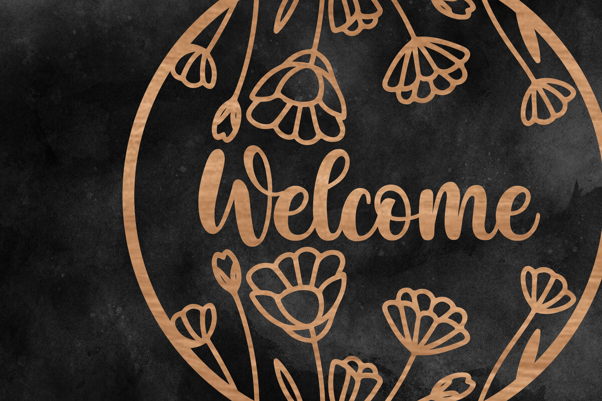 Intra απο ξύλο plywood 3mm-4mm πάχος - Floral κρεμάστρα πόρτας στρογγυλή πινακίδα  Δίασταση 30x20 cm INTRAFABR-117355448