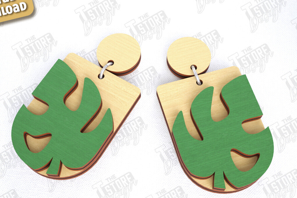 Σετ των 3 Intra απο ξύλο plywood 3mm-4mm πάχος - Σκουλαρίκια με λουλούδια Laser Cut | Αξεσουάρ Δίασταση 3x3 cm INTRAFABR-120561926