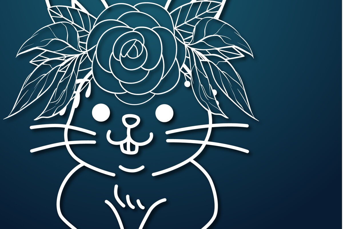 Σετ των 2 Intra απο ξύλο plywood 3mm-4mm πάχος - Floral Easter Bunny Cut  για Cricut Δίασταση 15x15 cm INTRAFABR-26613457