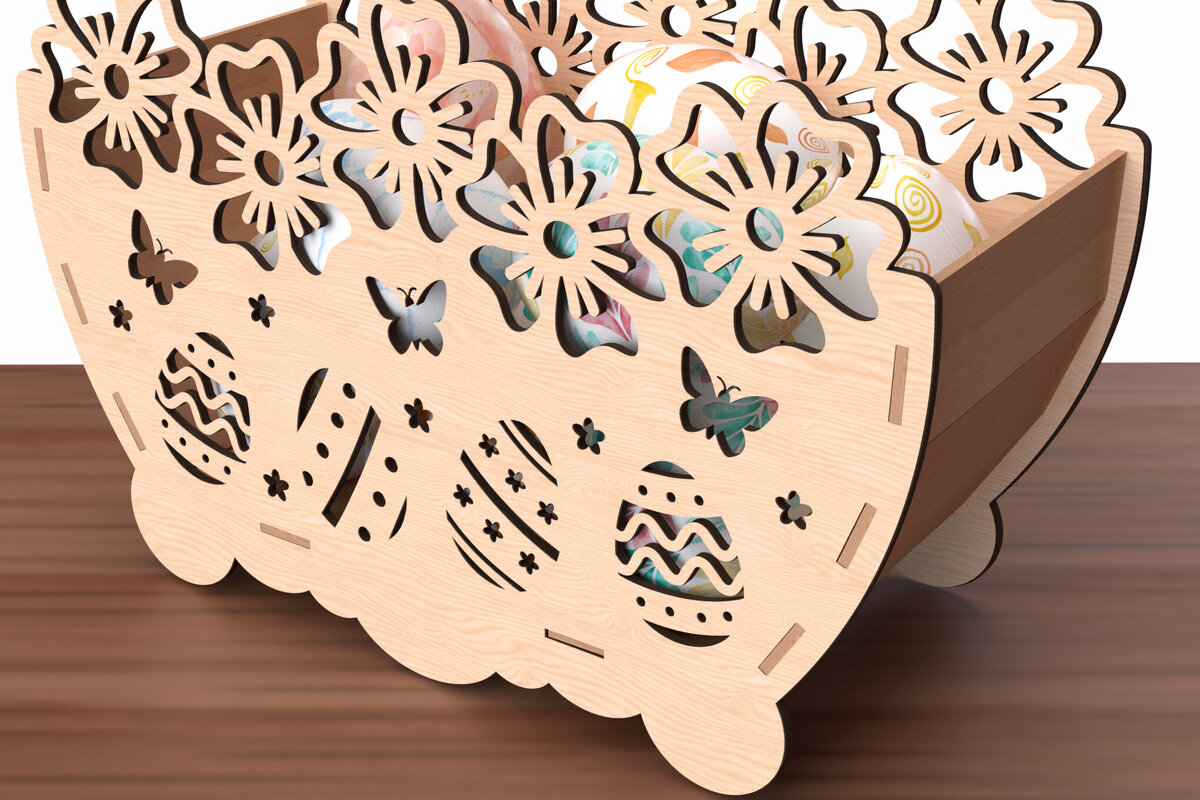 Σετ των 2 Intra απο ξύλο plywood 3mm-4mm πάχος - Φλοράλ Πασχαλινή Αυγοθήκη  Δίασταση 20x20 cm INTRAFABR-116398323