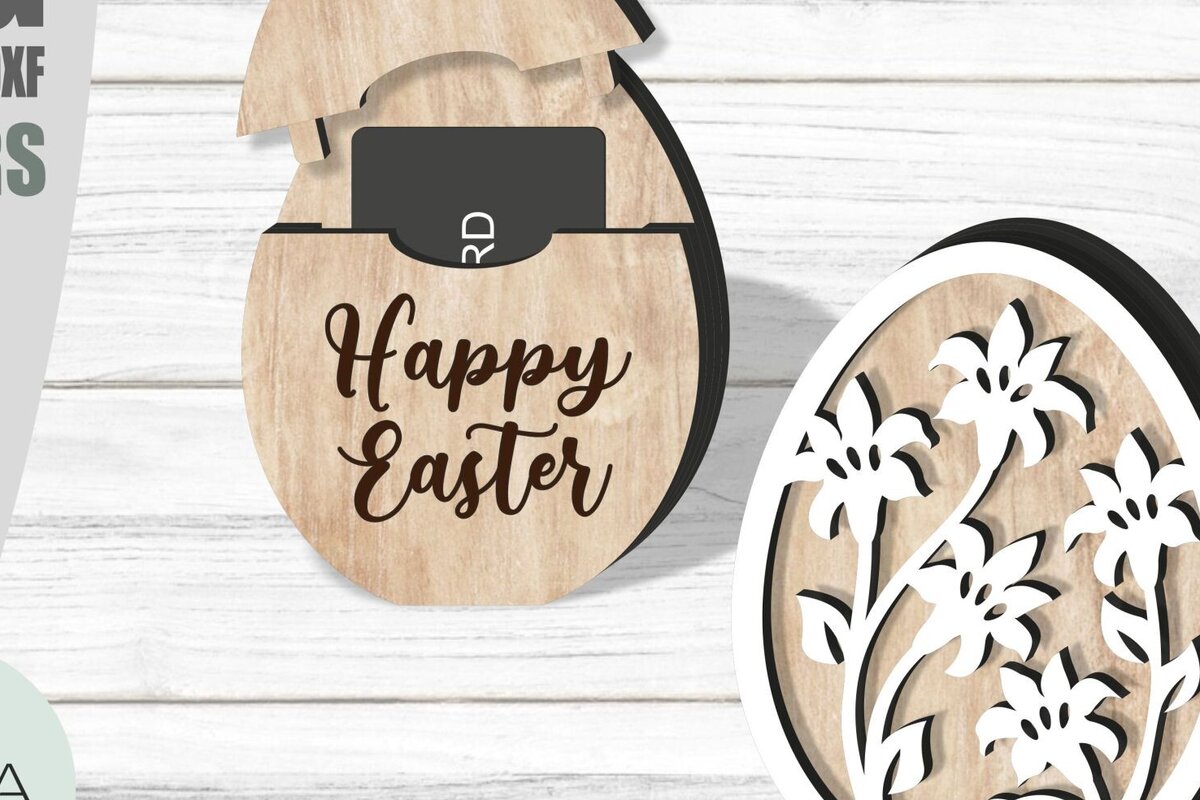 Σετ των 2 Intra απο ξύλο plywood 3mm-4mm πάχος - Θήκη δώρου αυγών  Laser Δίασταση 15x15 cm INTRAFABR-91212130