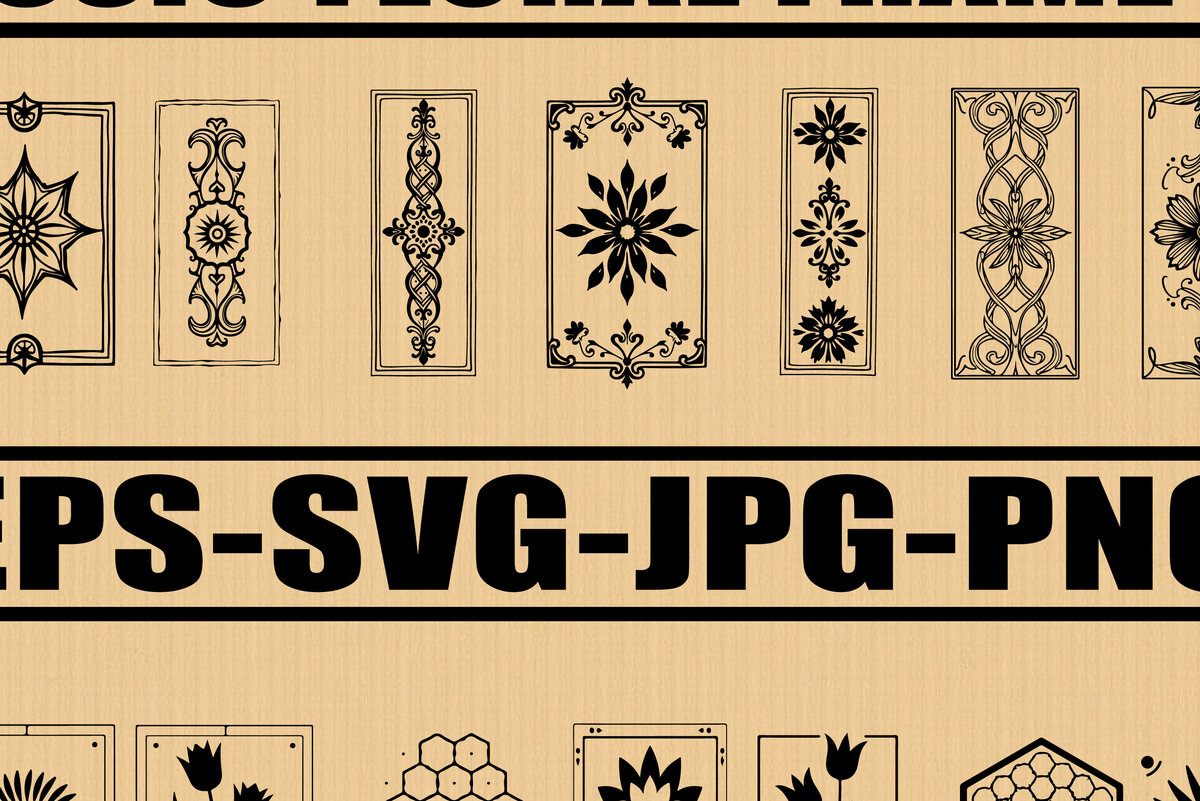 Σετ των 2 Intra απο ξύλο plywood 3mm-4mm πάχος - Floral Frame Laser Cut Πακέτο  Δίασταση 20x25 cm INTRAFABR-123821542