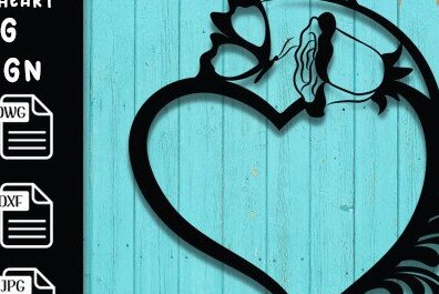 Σετ των 2 Intra απο ξύλο plywood 3mm-4mm πάχος - Floral Heart Butterfly Cut Laser Δίασταση 20x20 cm INTRAFABR-35025110