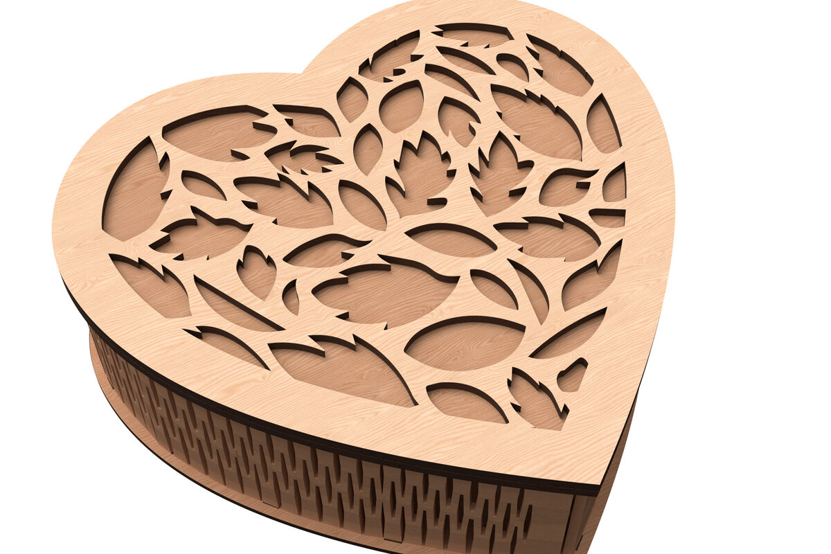 Σετ των 2 Intra απο ξύλο plywood 3mm-4mm πάχος - Floral Heart Box Gift   Laser Cut Δίασταση 20x20 cm INTRAFABR-113117668