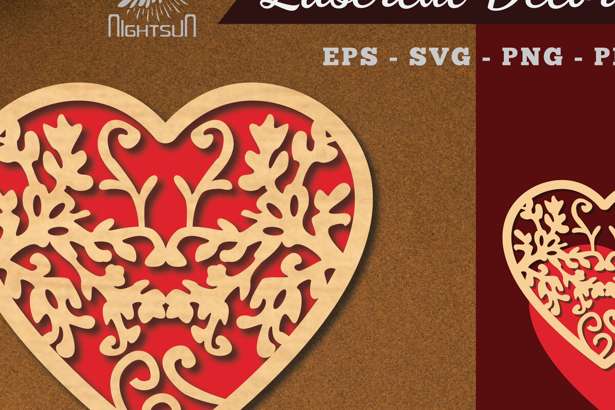 Intra απο ξύλο plywood 3mm-4mm πάχος - Floral Heart Cut Laser Decoration 4 Δίασταση 20x20 cm INTRAFABR-113946885